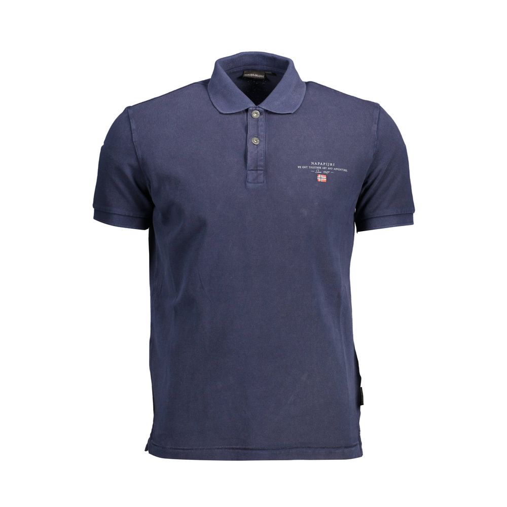 Napapijri men's blue cotton polo shirt with collar and button placket, casual style for everyday wear.