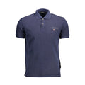 Napapijri men's blue cotton polo shirt with collar and button placket, casual style for everyday wear.