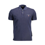 Napapijri men's blue cotton polo shirt with collar and button placket, casual style for everyday wear.