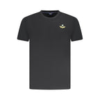 Black cotton men's T-shirt by Armata Di Mare displayed on a plain background, showcasing a casual everyday style.