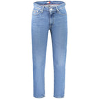 Tommy Hilfiger men's blue cotton jeans with classic five-pocket design and straight fit.