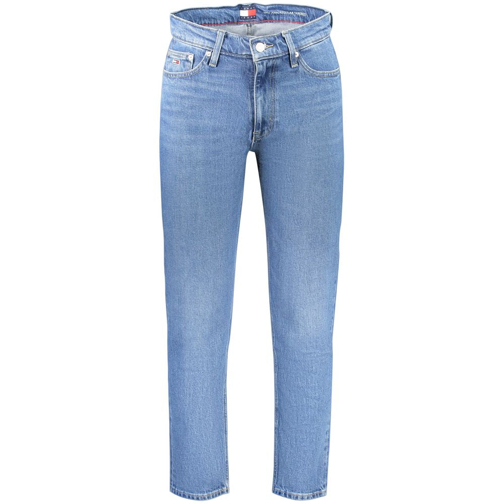 Tommy Hilfiger men's blue cotton jeans with classic five-pocket design and straight fit.