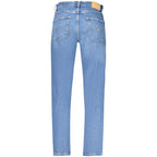 Men's Tommy Hilfiger blue cotton jeans with classic five-pocket design and straight-leg fit.