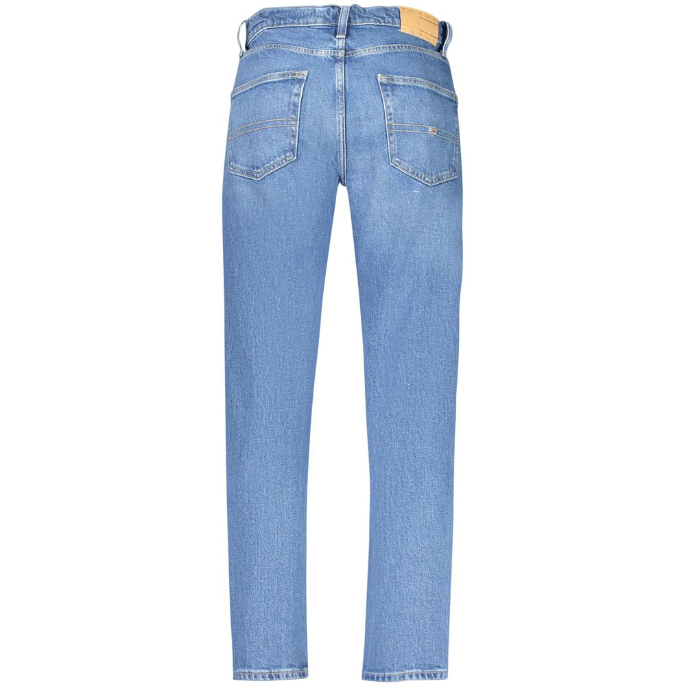 Men's Tommy Hilfiger blue cotton jeans with classic five-pocket design and straight-leg fit.