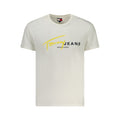 White cotton men's T-shirt by Tommy Hilfiger with a crew neckline and logo detail on the chest.