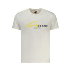 White cotton men's T-shirt by Tommy Hilfiger with a crew neckline and logo detail on the chest.