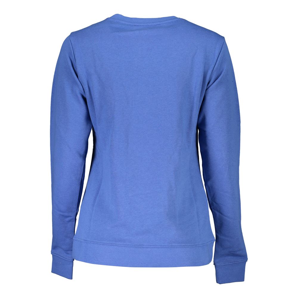 Cavalli Class blue cotton women's sweatshirt with a relaxed fit and crew neckline, casual and stylish for everyday wear.