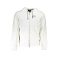 La Martina white cotton men's sweater with hood, zip pockets, and front zipper, casual and stylish for everyday wear.