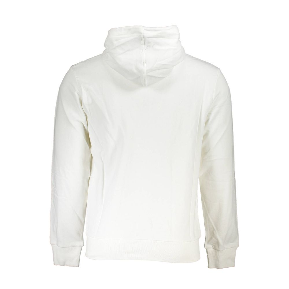 La Martina white cotton men's hoodie sweater with zip pockets, featuring a casual design and hood for everyday wear.