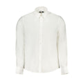 North Sails Bianco Organic Cotton men's shirt displayed on a hanger, showcasing a classic white organic cotton casual shirt.