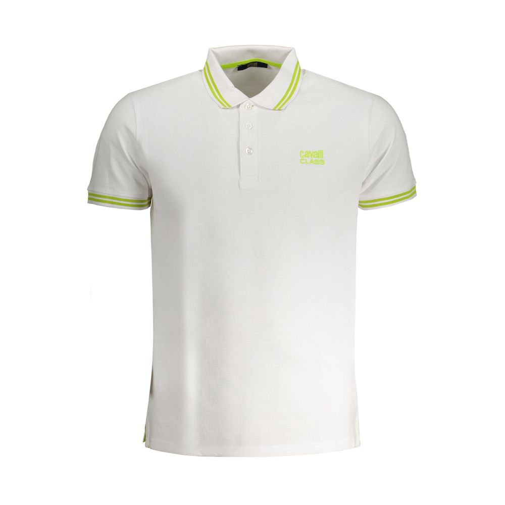 Cavalli Class White Cotton Men Polo Shirt - Eljoys Fashion 