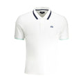 White cotton men's polo shirt by La Martina with a classic collar and short sleeves, displayed flat.