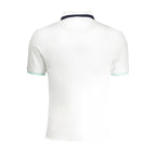 White cotton men's polo shirt by La Martina, featuring a classic collar and short sleeves, displayed on a hanger.
