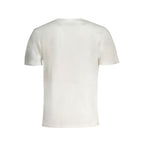 White Pepe Jeans cotton men's T-shirt displayed on a hanger with a simple background.