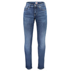 Tommy Hilfiger men's blue cotton jeans with classic fit and five-pocket design, displayed on a plain background.