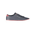 Tommy Hilfiger blue polyurethane men's sneaker with white outsole and laces, casual athletic footwear for everyday wear