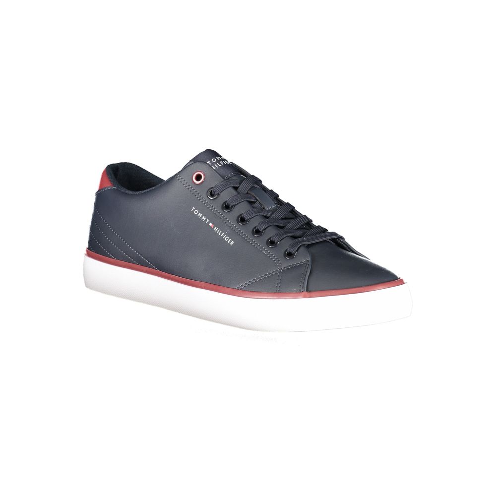 Tommy Hilfiger men's blue polyurethane sneaker featuring a sleek design and casual style.