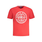 Red North Sails cotton men's T-shirt with crew neck and short sleeves, casual style, front view.