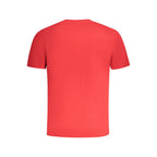 Red cotton men's T-shirt by North Sails, featuring a classic crewneck and short sleeves, displayed on a hanger.