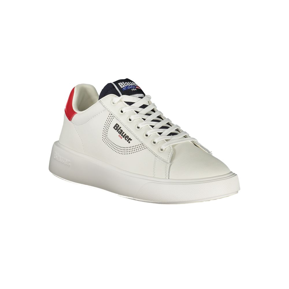 Blauer Bianco men's polyurethane sneaker with white upper and sporty design, ideal for casual and athletic wear.