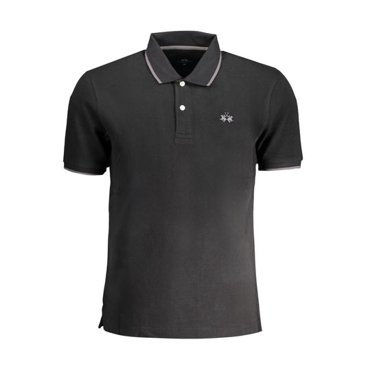 La Martina Black Cotton Men's Polo Shirt La Martina