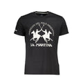 Black cotton men's T-shirt by La Martina, featuring a classic fit and minimal design, shown on a plain background.
