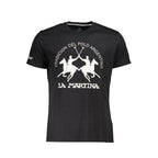 Black cotton men's T-shirt by La Martina, featuring a classic fit and minimal design, shown on a plain background.