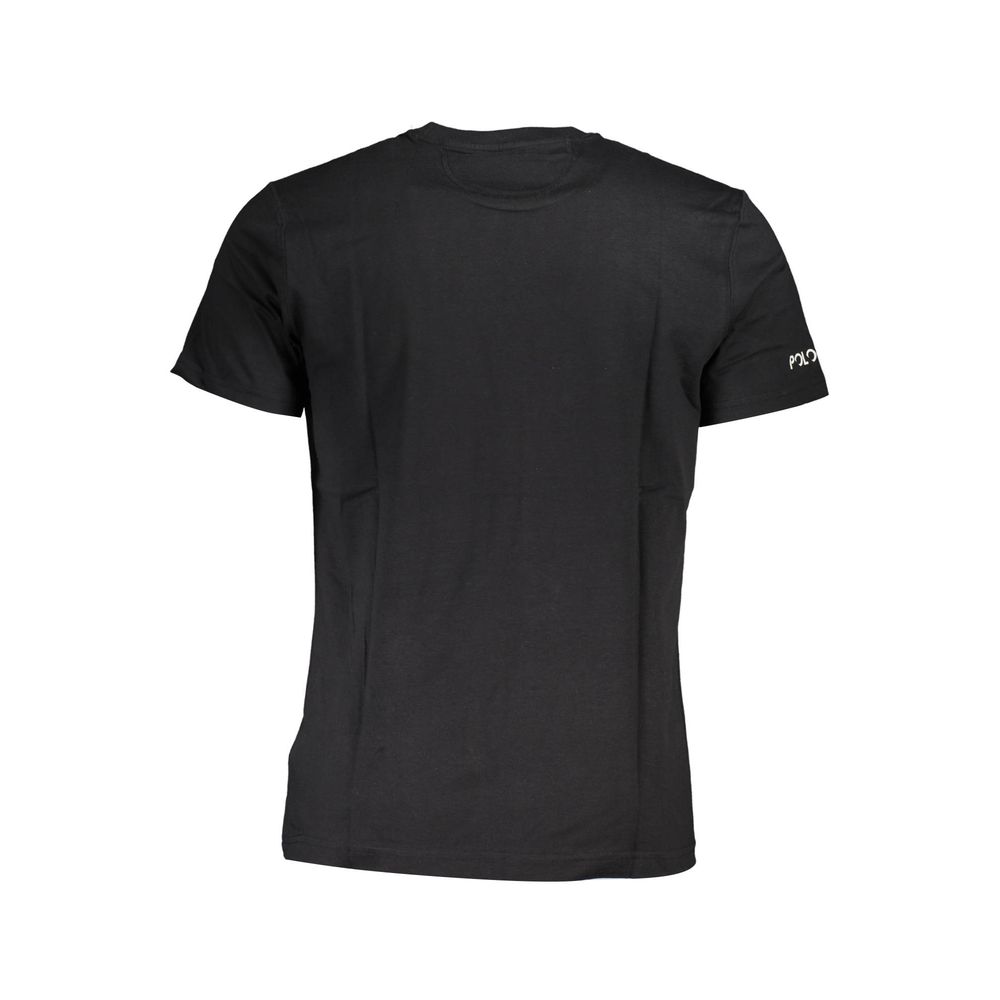 Black La Martina men's cotton T-shirt with crew neck and short sleeves, displayed flat on a white background.