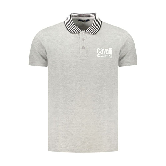Cavalli Class Gray Cotton Polo Shirt Cavalli Class