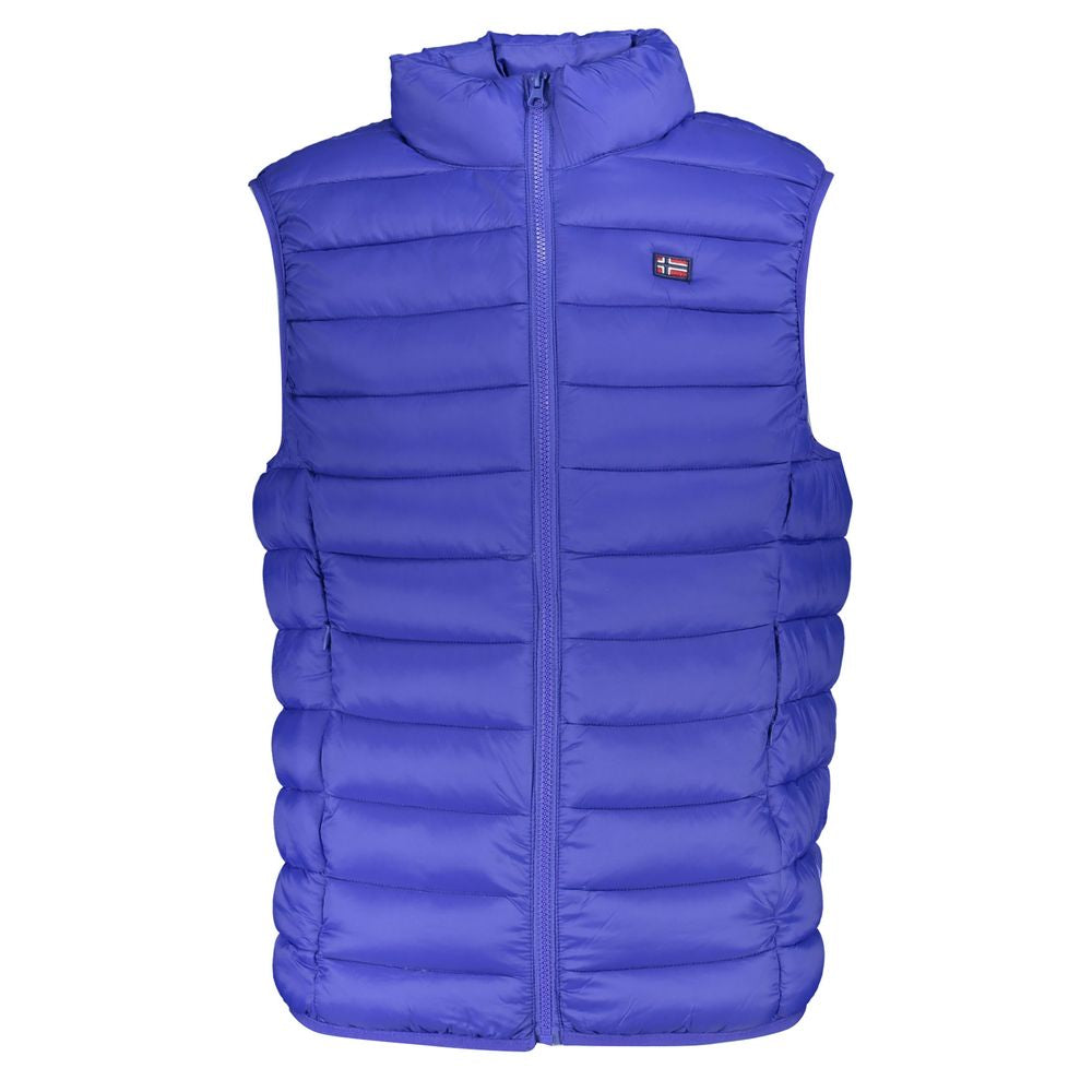 Norway 1963 Blu Poliammide men's vest showcasing a sleek, blue fabric with a fitted design and front zipper closure.