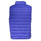 Norway 1963 Blu Poliammide men's vest displayed on a hanger, showcasing the stylish blue fabric and classic design.