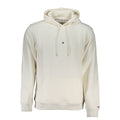 White cotton men's sweater by Tommy Hilfiger, featuring a classic crewneck design and subtle brand logo detail.