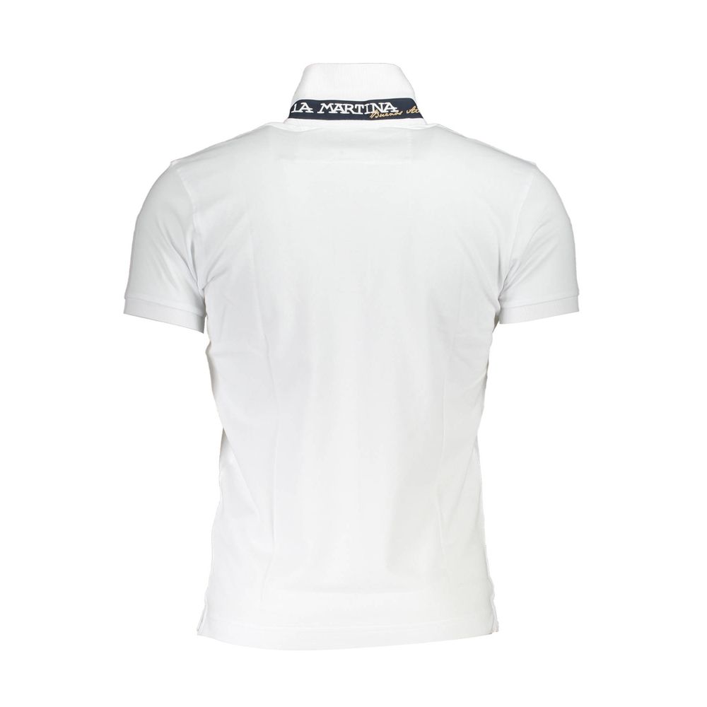 La Martina sophisticated slim fit polo shirt with contrast details, featuring a classic collar and short sleeves, made from soft cotton fabric.