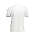 White cotton men's polo shirt by La Martina with a classic collar and short sleeves, displayed on a plain background.
