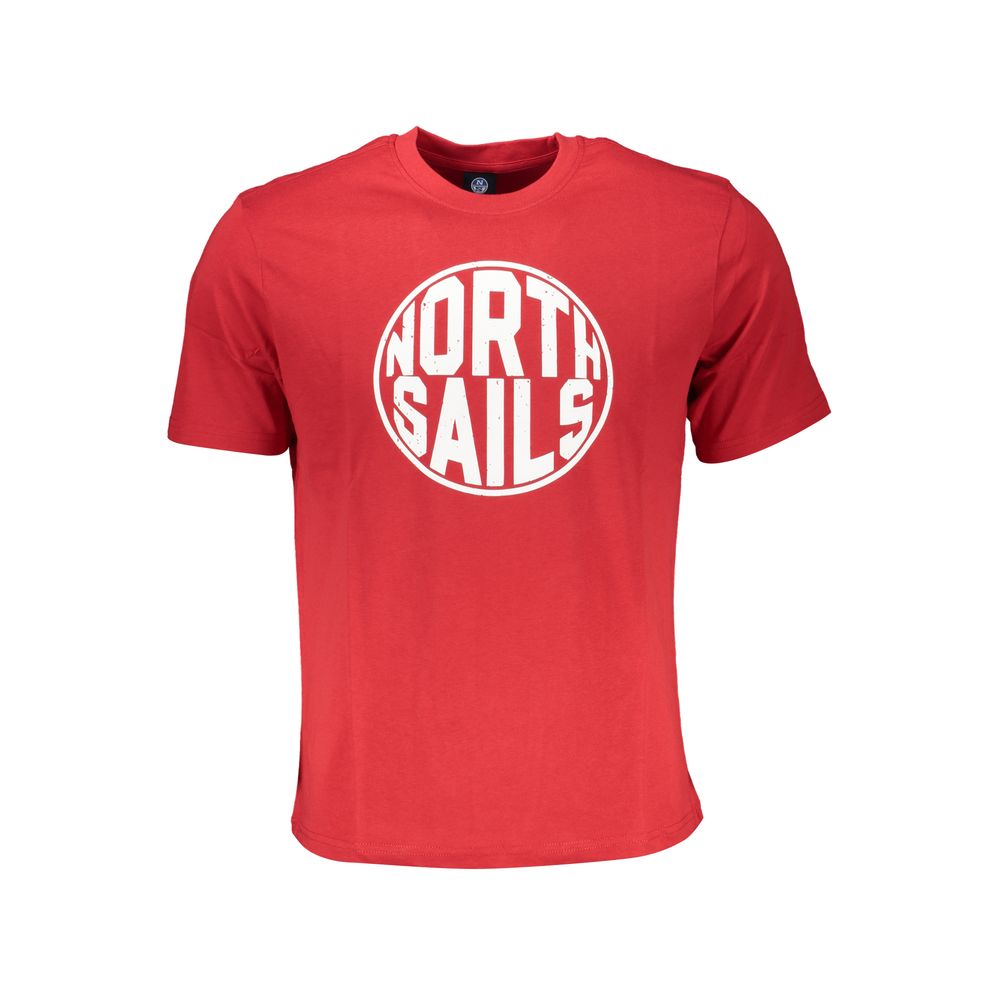 North Sails Rosso Cotton Men's T-Shirt in red with crew neck and short sleeves, casual and comfortable for everyday wear.