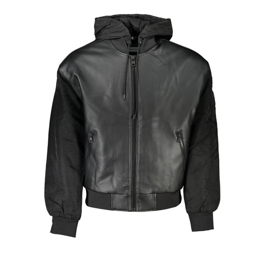 Calvin Klein Sleek Black Hooded Jacket with Contrasting Details Calvin Klein