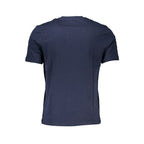 North Sails Blu Cotton Men T-Shirt showing front view with blue fabric and classic crew neck design.