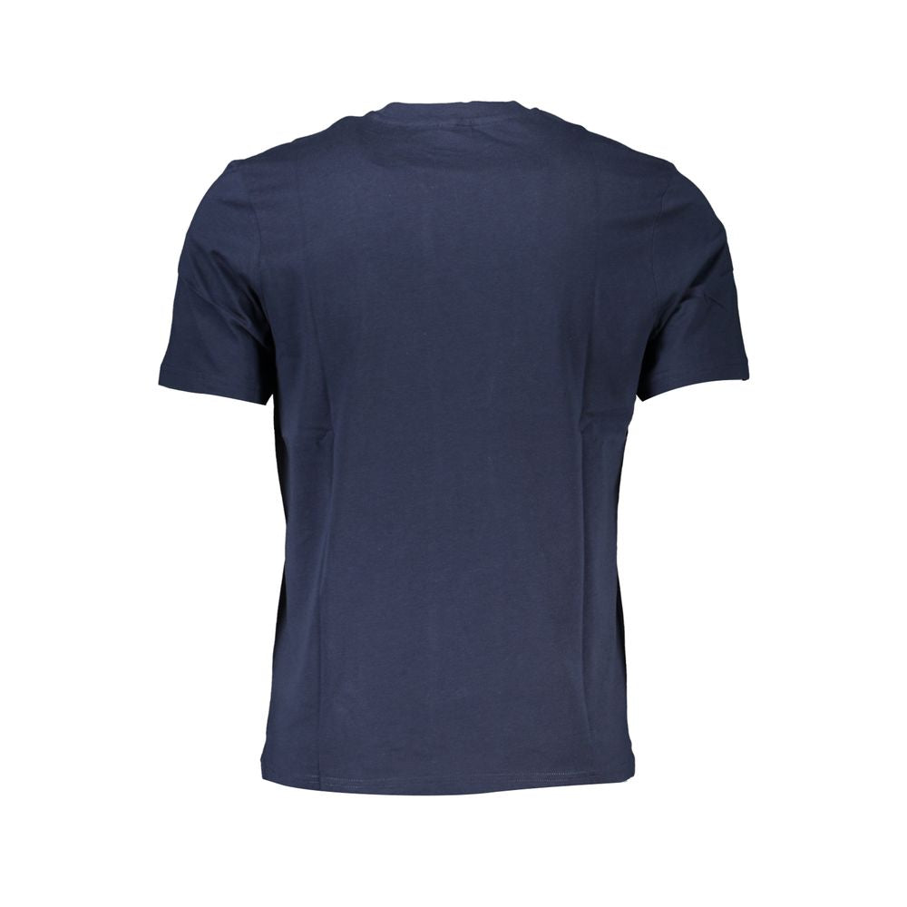 North Sails Blu Cotton Men T-Shirt showing front view with blue fabric and classic crew neck design.