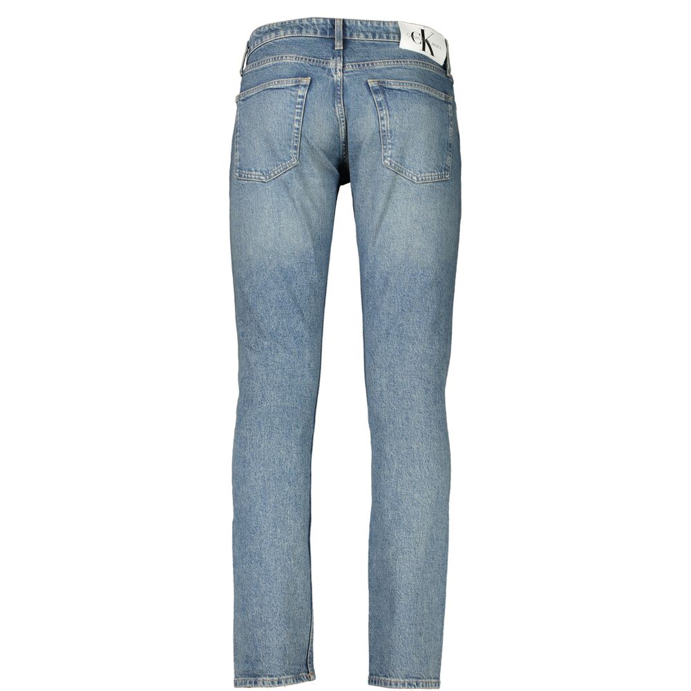 Calvin Klein Blu Cotton Men's Slim Jeans, front view showing dark wash denim and slim fit style.