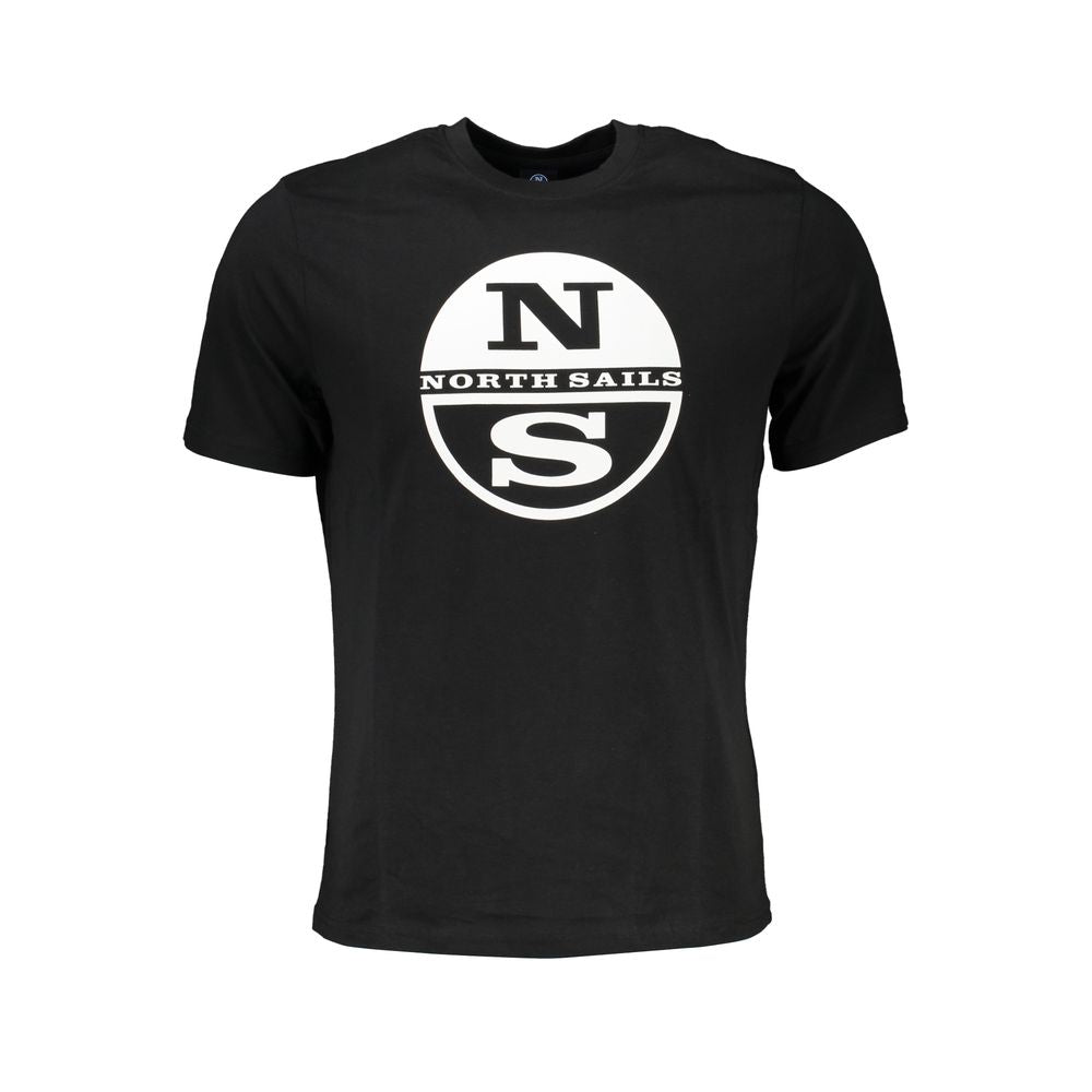 Black North Sails men's cotton T-shirt with a crew neck and short sleeves, casual style perfect for everyday wear.