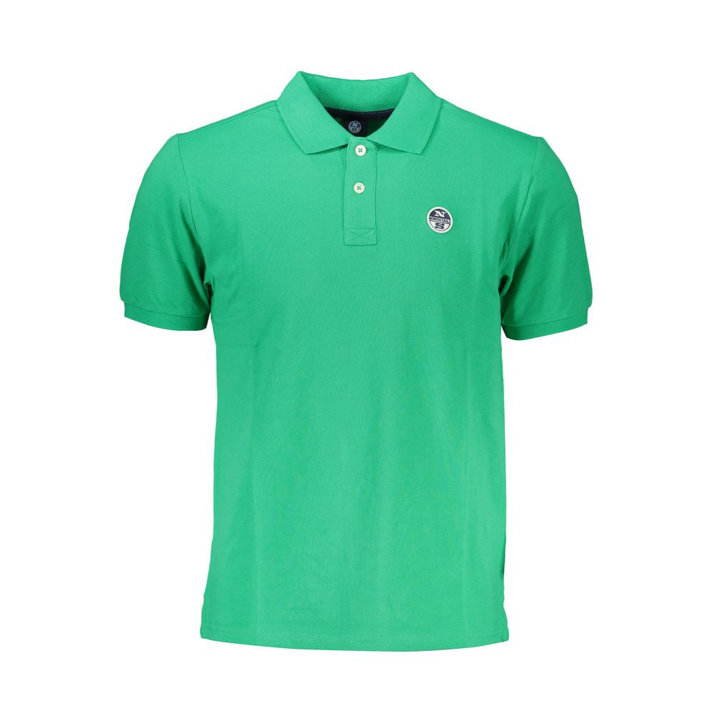 North Sails Verde Cotton men's polo shirt in green, featuring a classic collar and short sleeves, displayed on a hanger.