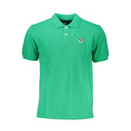 North Sails Verde Cotton men's polo shirt in green, featuring a classic collar and short sleeves, displayed on a hanger.