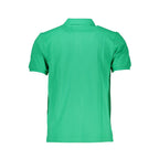 North Sails Verde Cotton Men’s Polo shirt displayed on a hanger, featuring a classic collar and navy green color.