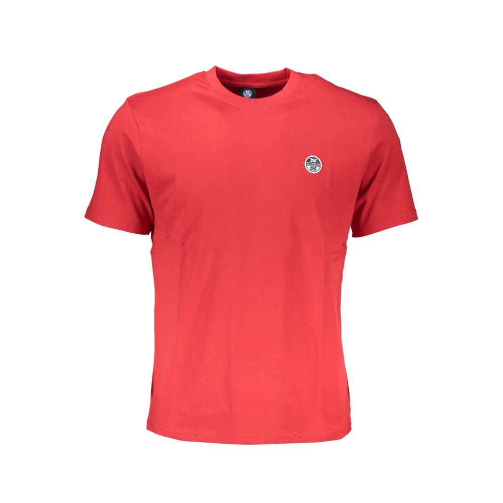 North Sails Rosso cotton men's T-shirt displayed flat, showing its red color and simple crew neck design.
