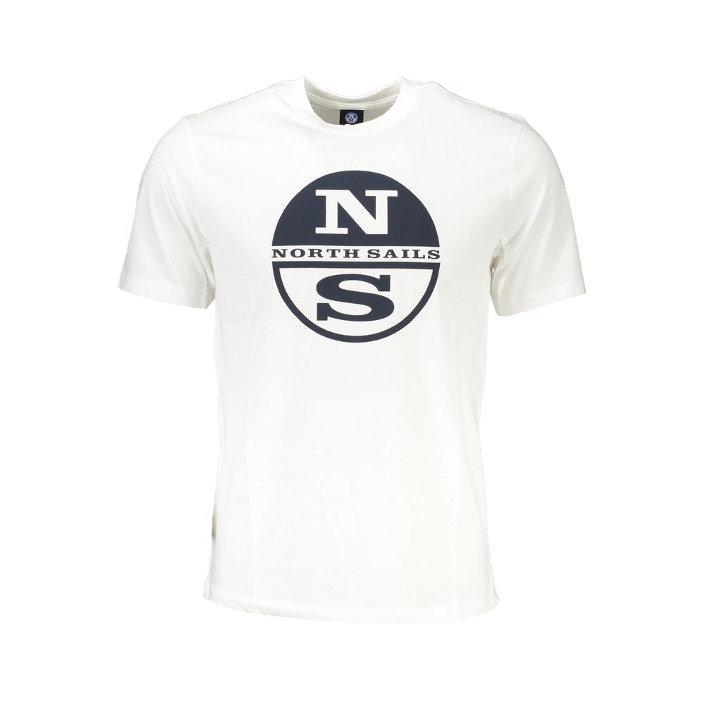 North Sails Bianco Cotton Men’s T-Shirt showing a plain white cotton t-shirt with a crew neck and short sleeves.
