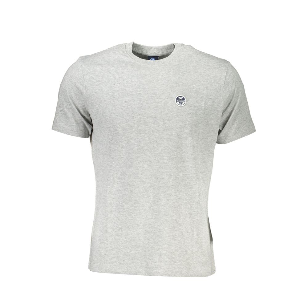 North Sails Grigio Cotton Men's T-Shirt displayed on a hanger, featuring a classic crew neck and soft gray fabric.