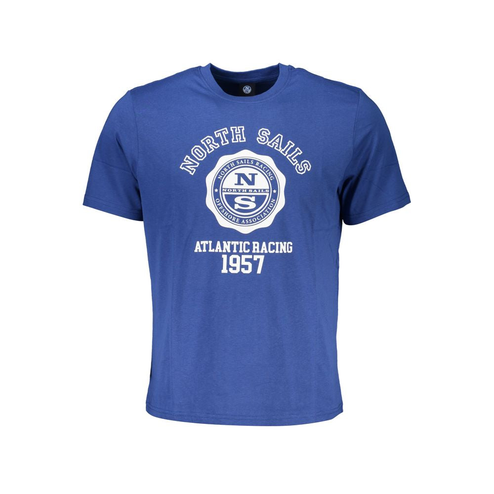 Blue cotton men's T-shirt by North Sails featuring a classic crew neckline and lightweight fabric.