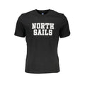 Black North Sails cotton men's T-shirt displayed flat, showing the classic crew neck and logo detail on the chest.