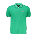 North Sails Verde cotton men's polo shirt displayed on model, featuring classic collar and short sleeves in vibrant green color.
