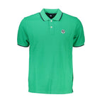 North Sails Verde cotton men's polo shirt displayed on model, featuring classic collar and short sleeves in vibrant green color.